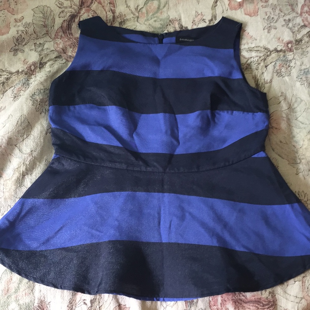 Banana Republic Size 6P Striped Peplum Top Nautical Academia Preppy $78 NEW